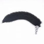 Fox, Anal Plug Long Black Fox Tail Butt Plug Animal Tail Stainless Steel Anal Toys Role Play Flirting Sex Toys for Woman H8-71F