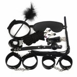 10pcs Sex Leather BDSM Bondage Set Slave Mouth Gag Nipple Clamps Handcuffs Eye Mask Sex Flirt Adult Games Restraint For Couples