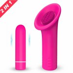 2 in 1 Bullet vibrator Silicone tongue Clitoris Stimulator Vibrator Nipple Sucking g-spot massagor Adult Sex Toys for Women