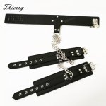 Thierry female handcuffs Collar Connecting Bondage Restraints Fetish neck wrist cuffs Sex Toys For adult sex tamed game roleplay