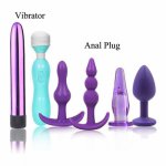 8PCS/SET 3 Styles Sex Games Kit For Couples Vibrators Anal Plugs Adult 10 Speed Mini Bullet Vibrator Sex Products Set