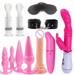 Sex Toys Set Rabbit Vibrator Fun Anal Plug Adult Masturbation Device Breast Sucking Teasing Handcuffs Eye Mask Sex Toy for Women