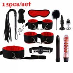 Sex Erotic Toys For Women Sex Handcuffs Nipple Clamps Whip Mouth Gag Sex Mask Tail Anal Restraint Slave Games Bdsm Bondage Set