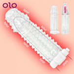 OLO Reusable G Point Stimulation Condom For Men Penis Sleeve Vibrator Delay Ejaculation Particle Condoms For Sex