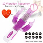 Triple Pleasure Rotation Dildo Vibrator Erotic Vibrating Butt Plug Anal Adult Sex Toys For Women Clit Stimulator Vagina Massager