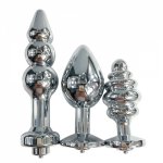 1piece 3 shapes for choose Electric shock new metal anal butt vaginal plug electro stimulation accessory medical themed sex toys