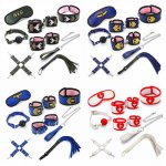 4 Style Bondage Restraints Kits Fetish BDSM Erotic Set Sex Handcuffs Whip Ankle Cuffs Mask Collar Mouth Gag Sex Toys For Couples