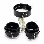 BDSM bondage leather collar handcuffs adult games restraints torture slave collar hand cuffs sex tools for couples erotic toys