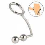 Stainless Steel Anal Beads Plug With Penis Cage Ring Ass Prostate Massager Metal Butt Plug Masturbator Anal Sex Products for Men