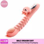 New Telescopic Rabbit vibrator For women Tongue Lick Clitoral stimulator Auto Heating G spot Vibrator Adult Sex toys