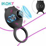 Ikoky, IKOKY Vibrator Penis Ring Tongue Licking Cock Ring 3 Speeds G-spot Massage Rotation Oral Clitoris Stimulate Sex Toys for Men