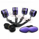 purple satin underbed restraint kit sex bondage restraints system,underbed restraints for beginners handcuffs and ankle cuffs,