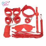 Sweet Dream 7PCS/Lot Adult PU Leather BDSM Bondage Set Handcuffs Whip Sex Toys Slave Sex Game For Couples Sex Products DW-100