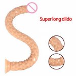 Soft Super Long Anal Plug Dildo with Suction Cup Butt Plug Anus Backyard Masturbation Adult Sex Toys for Unisex