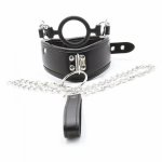 Neck bondage leather belt O-ring mouth gag slave collar with chain leash adult games bdsm fetish restraints sex toys for couples