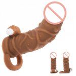 Thick Vibration Penis Sleeve Dildo Reusable Condoms Vibrator For Penis Enlargement Intimate Goods For Penis Extender Sex Toys