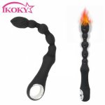 Ikoky, IKOKY Anal Plug Heating Anal Vibrator Anal Long Beads Butt Plug for Beginner Sex Toys for Men Women Silicone Prostate Massager