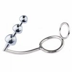 3 size Stainless Steel Anal Hook Prostate Massager cock Ring Butt Plug Chastity Lock Fetish Gay Metal Sex tools for couples