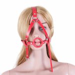 Red PU Leather Head Harness Muzzle Adult Games Roleplay Slave Bdsm Fetish Fantasy Bondage Restraints Oral Sex Toys for Couples