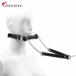 Morease, Morease Sex Toys BDSM Adult Mouth Gag Black Bone Oral Stuff Head Bondage with Chain Couples Slave Role Play Game Flirty Fetish