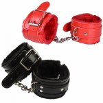 Sexy Adjustable PU Leather Plush Handcuffs Ankle Cuff Restraints BDSM Bondage Sex Toy Restraints Sex Bondage Exotic Accessories