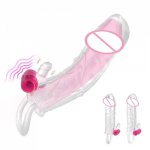 Penis Sleeve Vibrator G-spot Cock Sleeve Reusable Condom Delayed Ejaculation Penis Enlargement Sex Toys For Men Adults Products