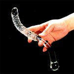 Big Long Double Bead Crystal Glass Dildo Fake Penis Anal Butt Plug Vagina Clit