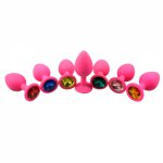 Ins, 13 color for choose 3.4*8.3CM medium size mini pink jewel silicone anal plug butt plug insert sex toys for men
