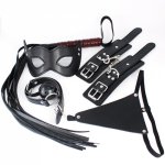 5pcs BDSM Bondage Kits Handcuffs Erotic Whip Panties Mask Leather Fetish Slave Bondage Tame Games For Couples Flirting Sex Toys