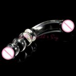 Double Ended Headed Pyred Glass Dildo Crystal Fake Penis Anal Beads Butt Plug Femal Masturbation G-Spot Glass Sex Toys For Women