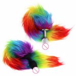 Colorful Faux Fox Tail Butt Anal Toy Massager Metal/Silicone Plug Stimulation Anus Sex Toys Romance Game For Woman And Couple