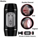Mizzzee, MizzZee 18 Speeds Vibrator Sex toys for men Artificial vagina & oral pussy Male Masturbator for man Masturbador masculino