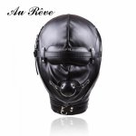 Fetish PU Leather SM Hood Dog Mask Head Harness Sex Slave Collar Leash Mouth Gag BDSM Bondage Blindfold Sex Toys For Couple 