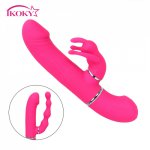 Ikoky, IKOKY 360 Degree Rotation Vagina Clitoris Anus Stimulator Anal Bead Vibrator Dildo Vibrator 2 in 1 G-spot Massage Sex Shop