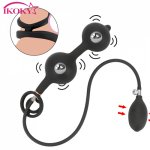 Ikoky, IKOKY Inflatable Anal Beads Prostate Massager Male Deep Expandable Plug Anus Expander With Rings Huge Butt Plug Sex Toys for Man