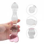 4 Sizes Transparent Glass Pleasure Wand Heart Shape Crystal Analdildo Butt Plug Masturbator Anal Sex Toys for Women Men Couple