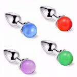 Colorful Glass ball Dia 28mm metal anal butt plug basic beads metal insert new sex toys for men women