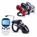 New USB Chargeable Host Electro Shock CB6000 Chastity Device Cock Cage Lock With Adjustable Rings Ball Stretcher Sex Toy For Men