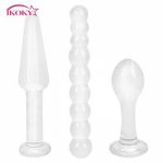 Ikoky, IKOKY 3Pcs/set Anal Plug Sex Toys for Women Men Butt Plug  Butt Stimulation  Anal Dildo Bead Glass Crystal Prostate Massager