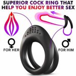Penis Ring Vibrator Couple Sex Toy Delay Ring Soft Silicone Sexy Double Ring Delay Ejaculation Male Chastity Device Homosexual