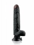 Dildo real feel deluxe no. 7 vibro 22cm czarny | 100% dyskrecji | bezpieczne zakupy