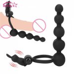 Ikoky, IKOKY Butt Plug Sex Toys for Couple Anal Bead G-spot Vibrator Penis Vibrating Ring Strapon Dildo Double Penetration