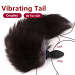 Anal plug with replaceable fox tail vibrator Anal Butt Plug vibration role playing female masturbation sex  toy for adults toys