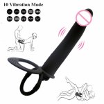 Anal Plug Penetration Strapon Dildo Vibrator Strap On Penis Double Rings for Men Women Gay Vibrating Adult Sex Toys Product