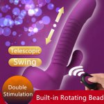 Radio-controlled Telescopic Swing Dildo Vibration Female Masturbator Rotating Beads Soft Suction Cup Dildo Sex Toys for Woman