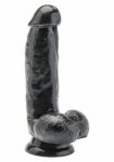 Klasyczne dildo z jądrami get real 15cm czarny | 100% dyskrecji | bezpieczne zakupy