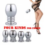 Aluminum alloy hollow anal plug 1PC Alloy Hollow Anal Butt Plugs Anal Jump Eggs Trainer Toy Massage body Y10.7