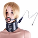 Manyjoy Adult Sex Toys PU Leather Neck Collar with O Ring Mouth Gag BDSM Slave Bondage Fetish Cosplay Adult Erotic Games