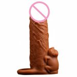 Silicone Soft Penis Sleeve Extender Reusable Condoms Delay Extension Condom Cock Sleeve Vibrator Sex Toys For Men Erotic