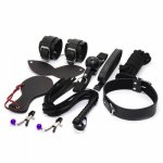 Adult Game 8pcs PU Leather Sex Bondage Restraint Sex Toy for Couples Handcuffs Gag Nipple Clamps Whip Collar Mask Erotic Toy